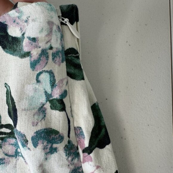 J Jill Ankle Pants Floral Linen Blend Hem Buttons Size Large - Picture 5 of 11